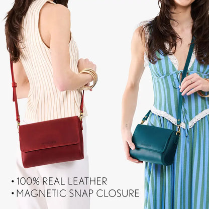 🍂 Autumn Sale – Leather Flap Crossbody Bag with Detachable Strap
